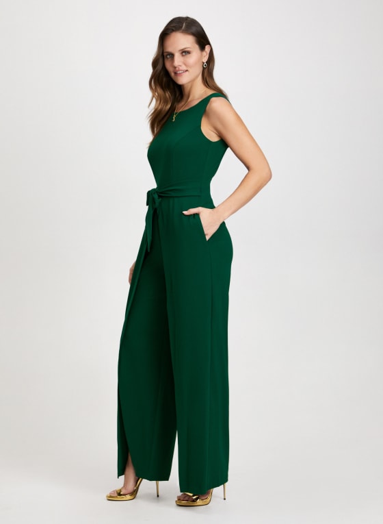 Sash Detail Split Wide Leg Jumpsuit