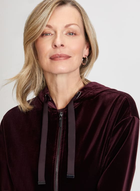 Zip Front Velour Hoodie