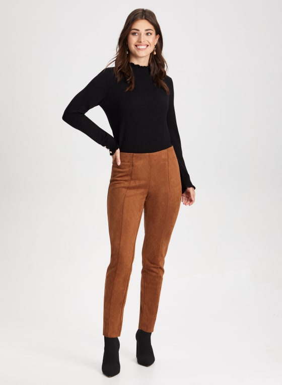 Pull-on Faux Suede Leggings