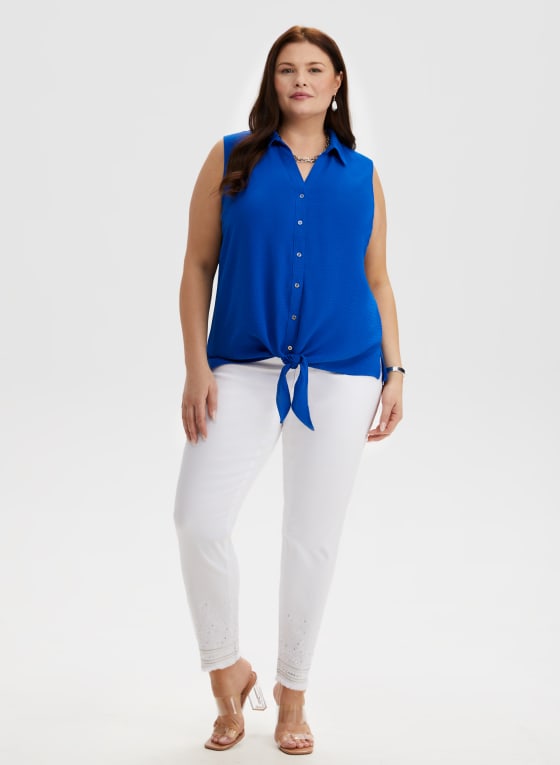 Tie Front Sleeveless Blouse