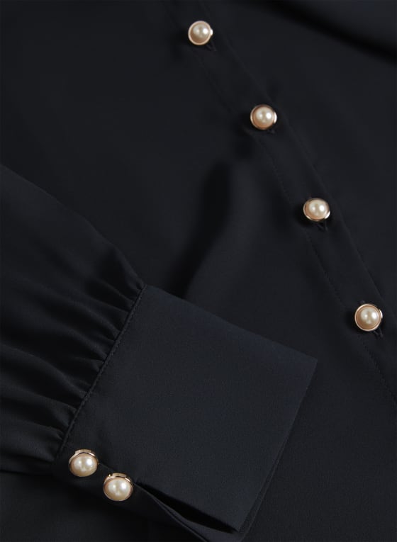 Ruffle Detail Button-Down Blouse