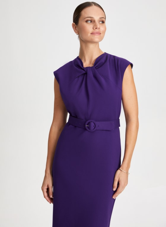 Twist Neck Detail Sheath Dress