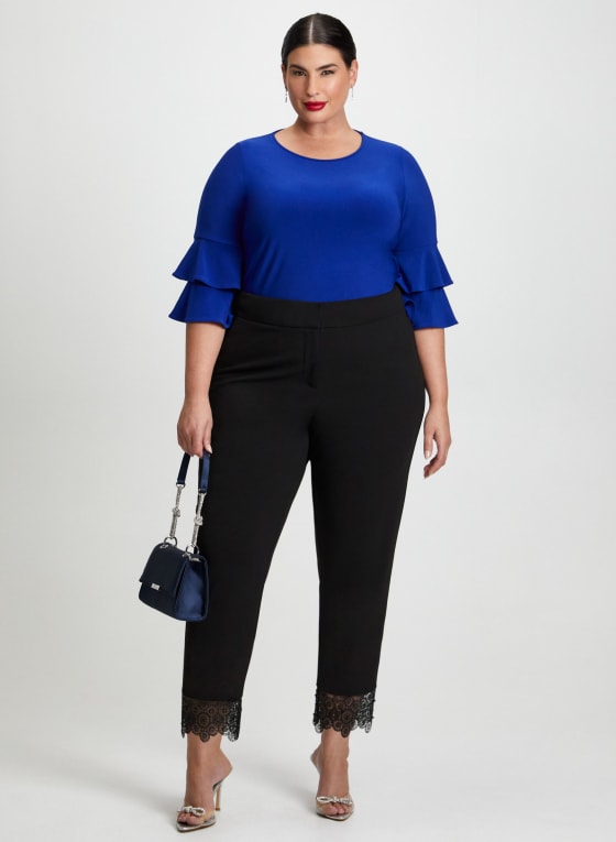 Double Ruffle 3/4 Sleeve Top