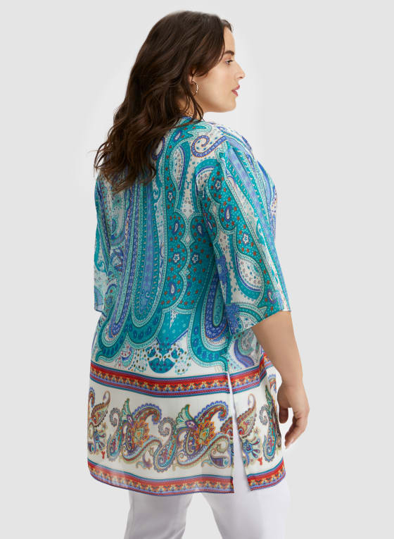 Paisley Print Open Front Tunic