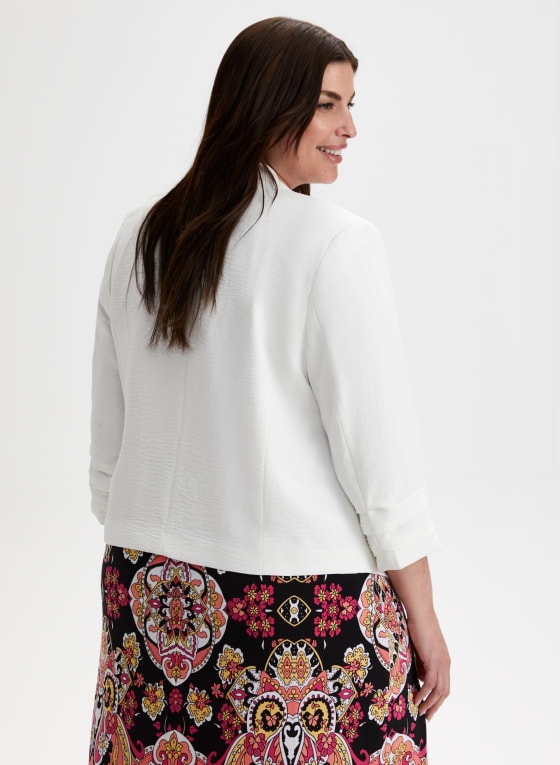 Pleated Sleeve Open Front Jacket