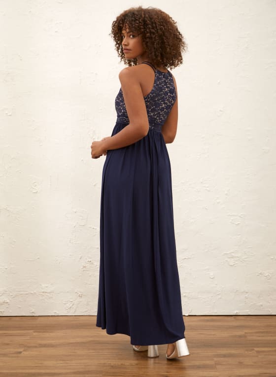 Sequin & Lace Halter Dress