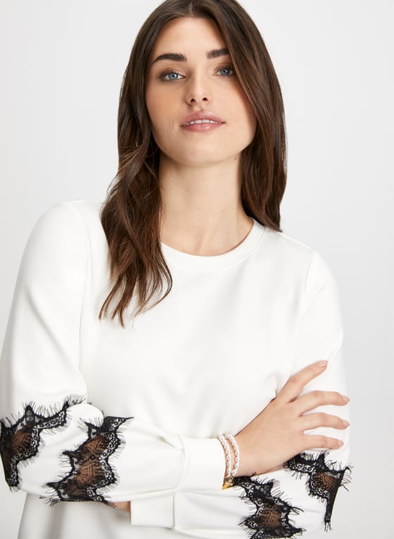 Lace Trim Long Sleeve Top