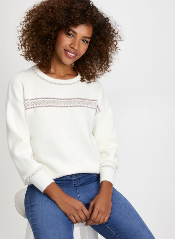 Pearl & Glitter Stripe Sweater