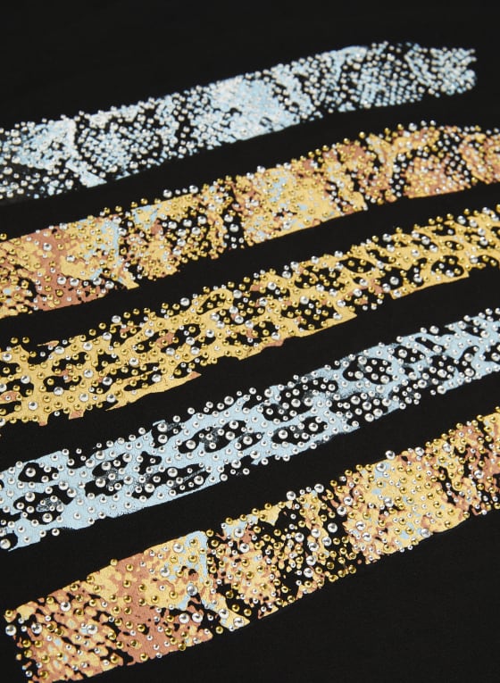Striped Animal Motif Tee