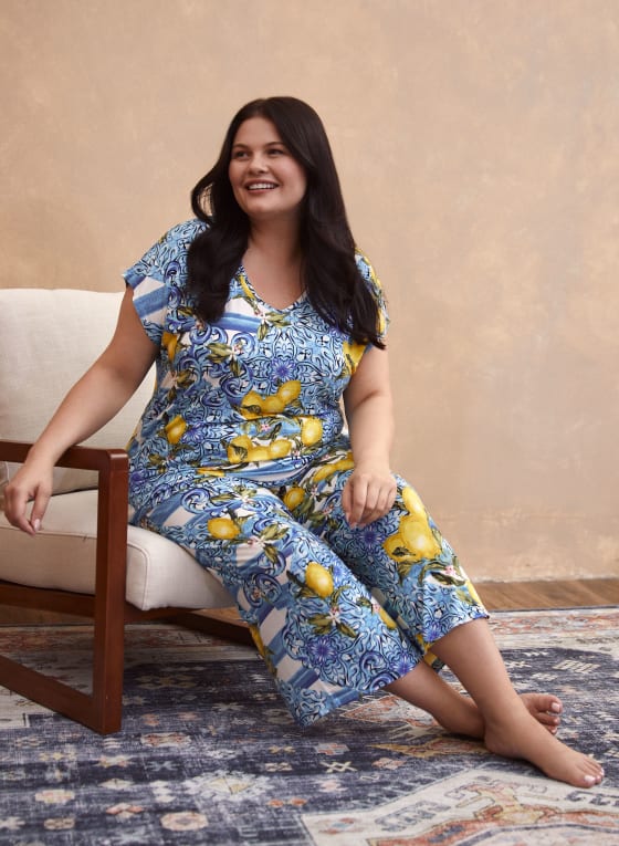 Lemon & Stripe Print Pyjama Pants