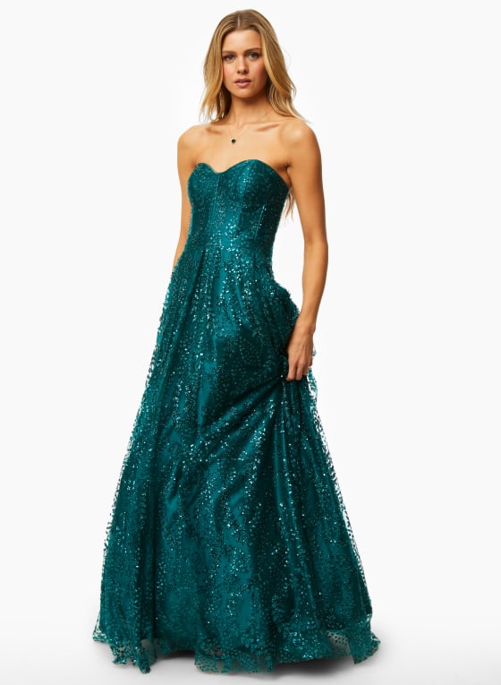 Strapless Corset Detail Ball Gown