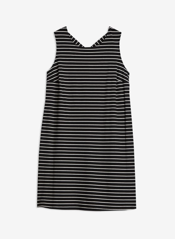 Stripe Print Ribbed Jersey Dress