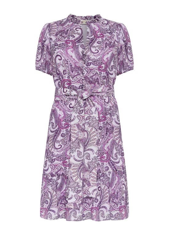 Puff Sleeve Paisley Print Dress