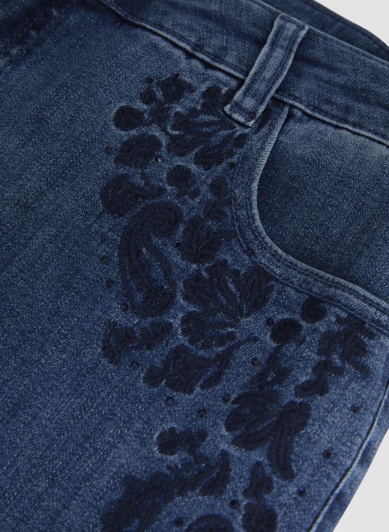 Embroidered Straight Leg Jeans