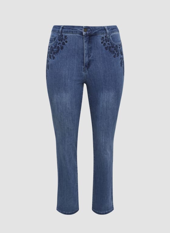 Embroidered Straight Leg Jeans