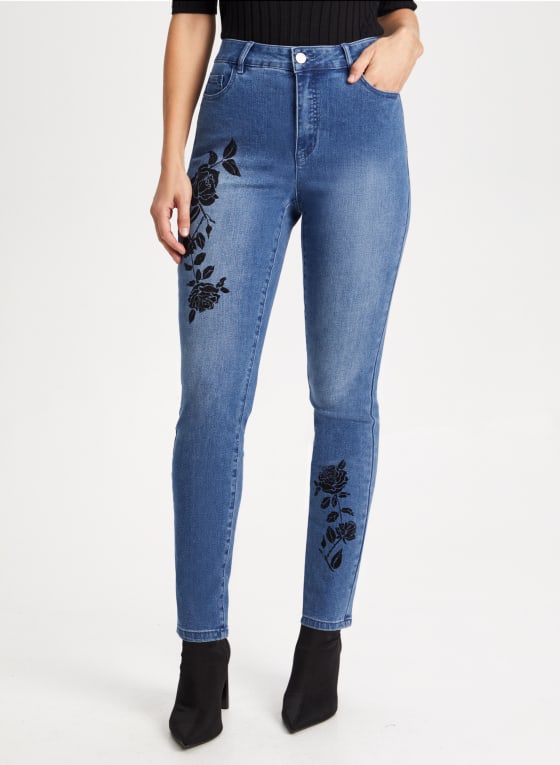 Flower Appliqué Jeans