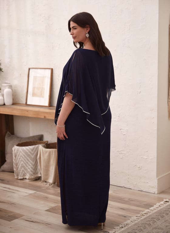 Asymmetric Chiffon Poncho Maxi Dress
