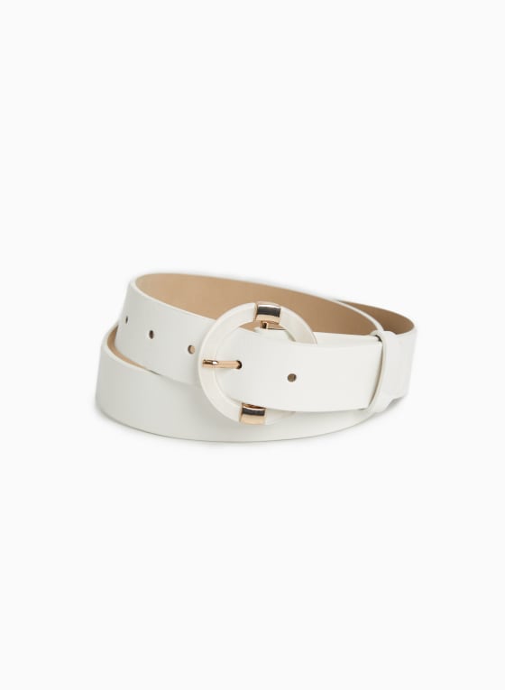 Round Buckle Vegan Leather Belt