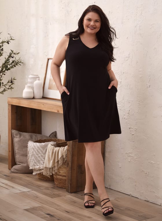 Buckle Detail Fit & Flare Dress