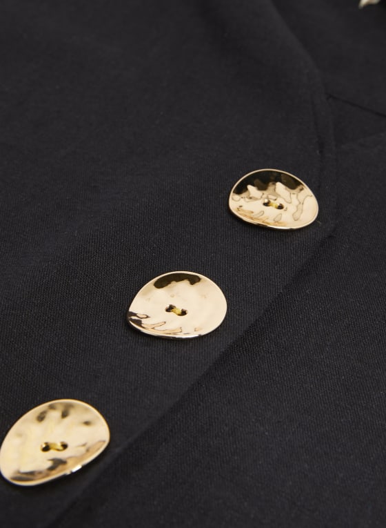 Linen Blend Button Front Dress