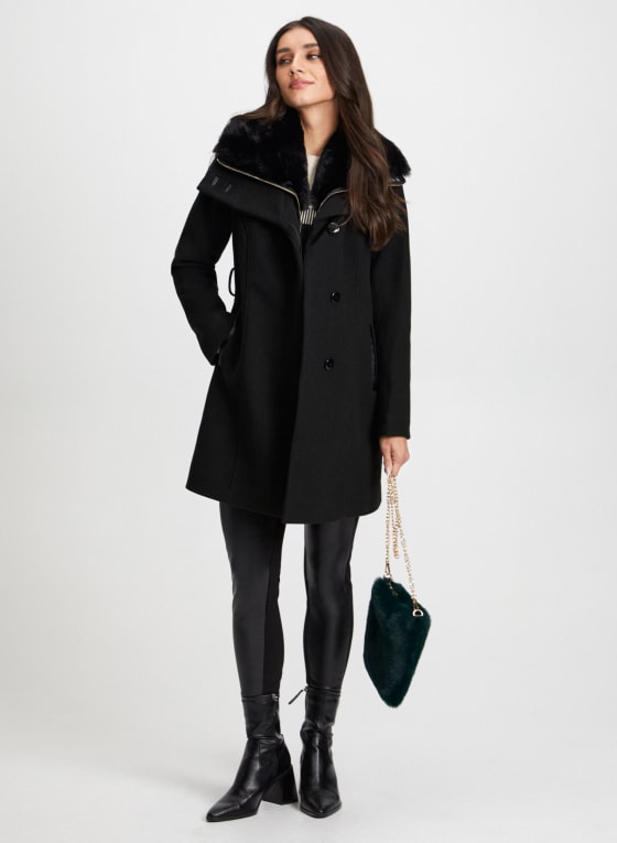 Stretch Wool-Blend Trench Coat
