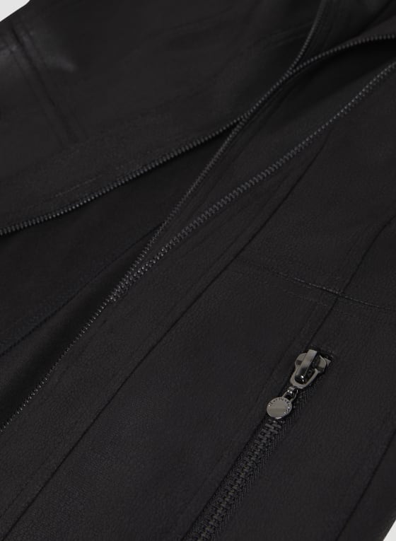 Zip Detail Faux Suede Redingote