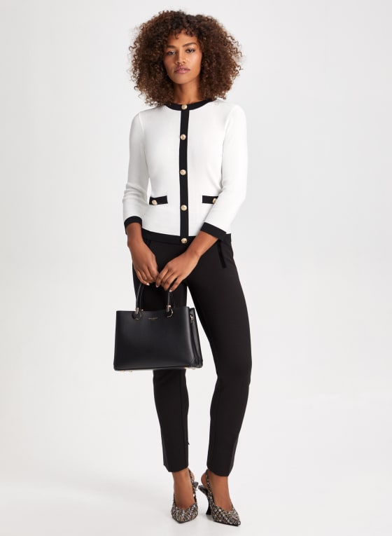 Velvet Bow Detail Ankle Pants