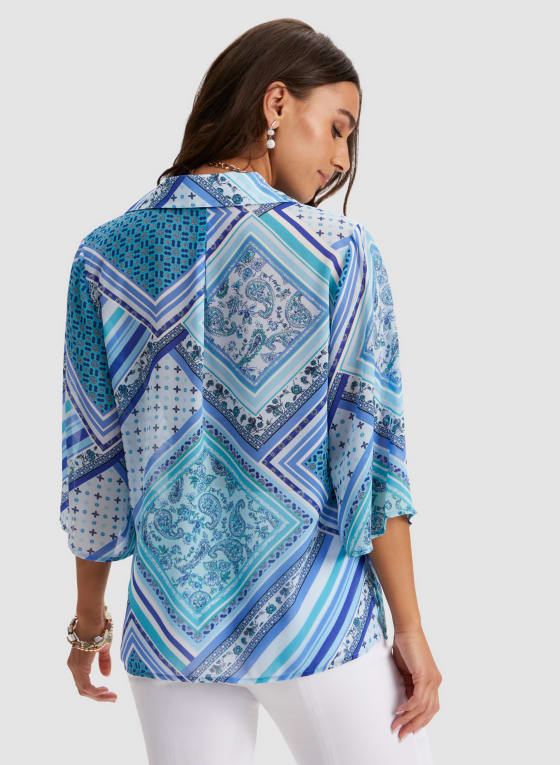 Paisley Print Button-Down Blouse