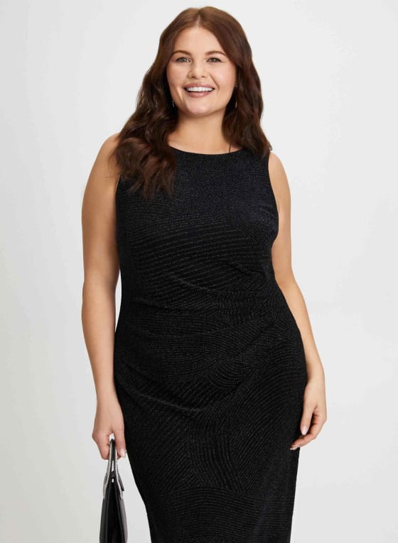 Sleeveless Metallic Detail Jacquard Dress