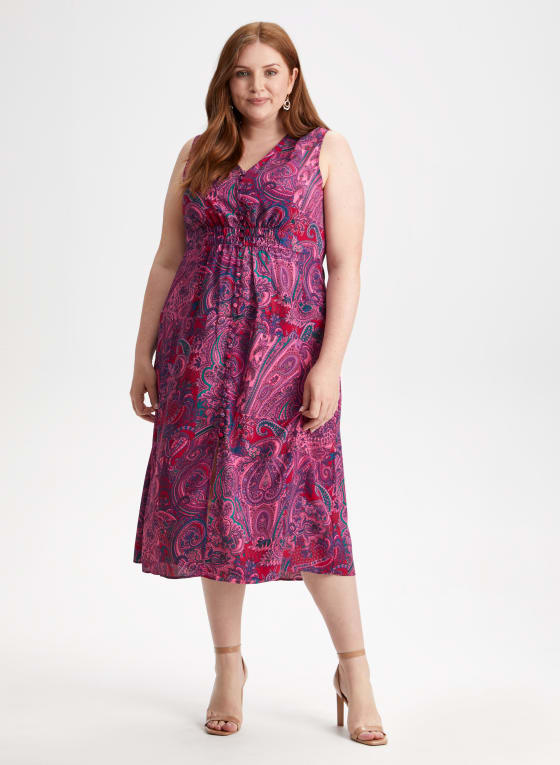 Paisley Print Midi Day Dress