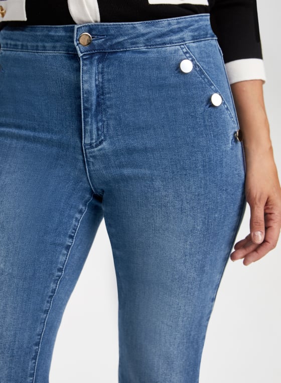 Button Detail Bootcut Jeans