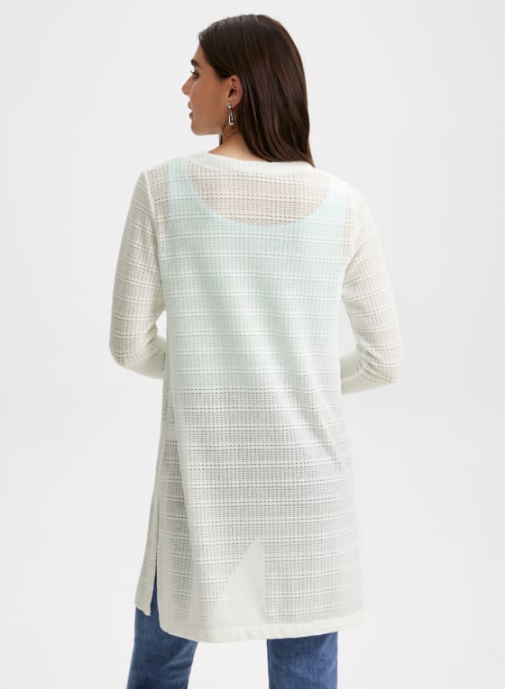 Pointelle Knit Open Front Top