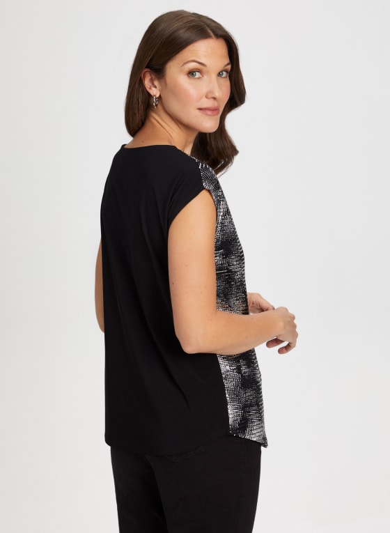 Abstract Metallic Print Top