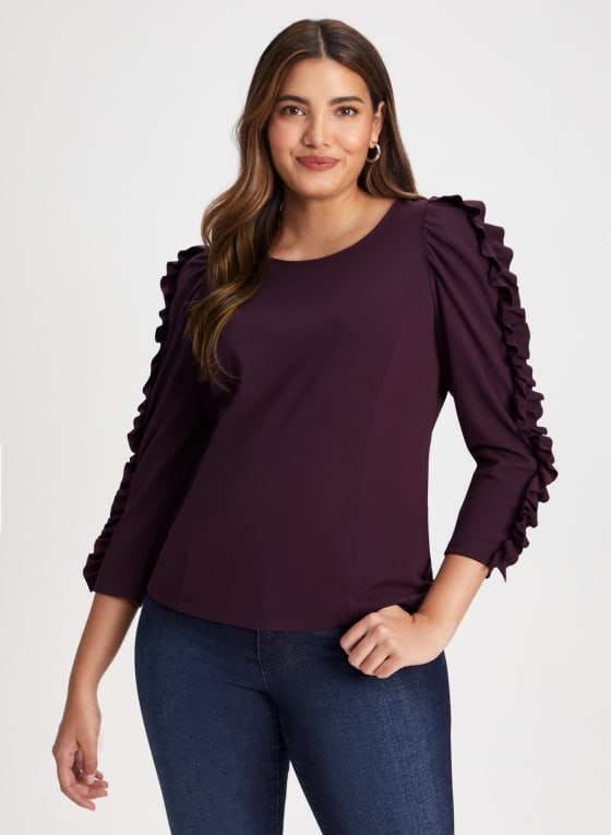 Voluminous Ruffle Sleeve Top