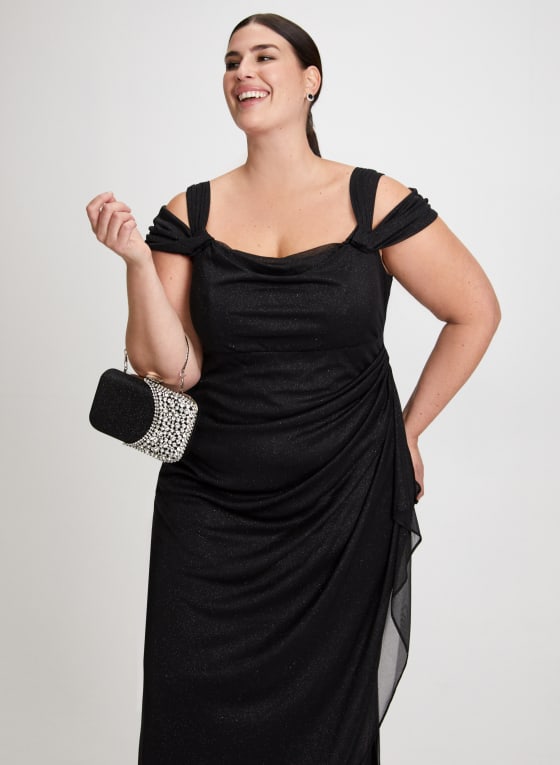 Drape Neck Cold Shoulder Dress
