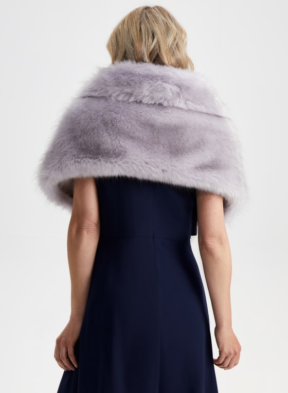 Rhinestone Clip Faux Fur Stole