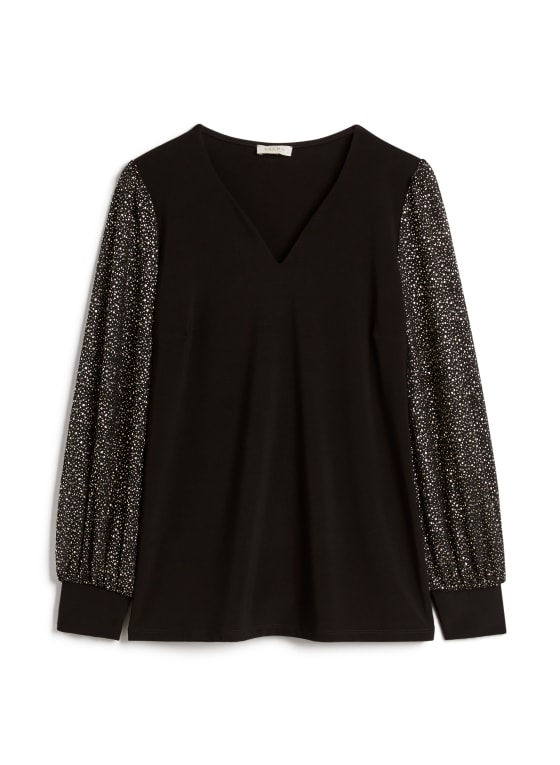 Blouse With Shimmer Sleeves