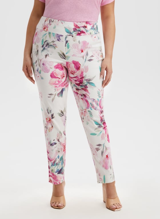 Floral Print Pull-On Pants