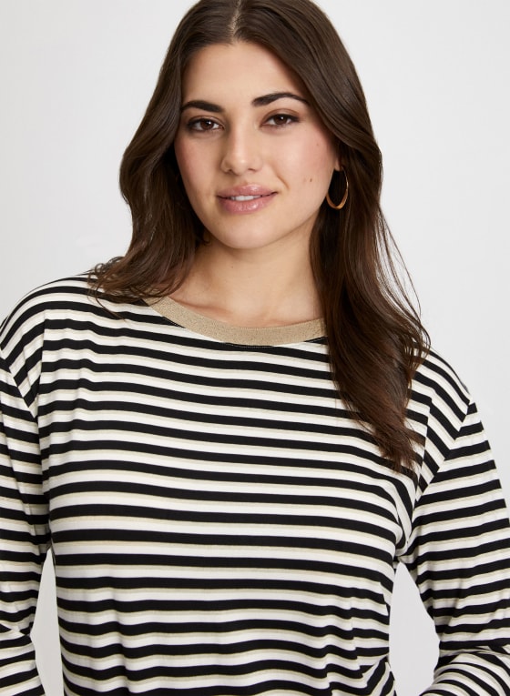 3/4 Sleeve Stripe Print Top