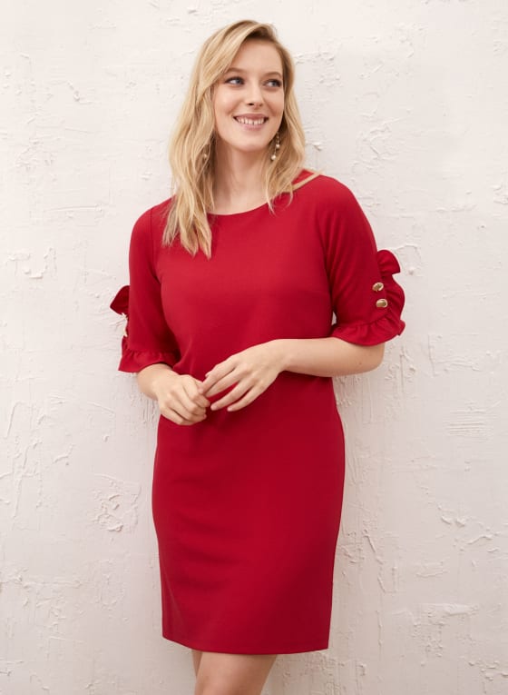 Ruffle Elbow Sleeve Dress