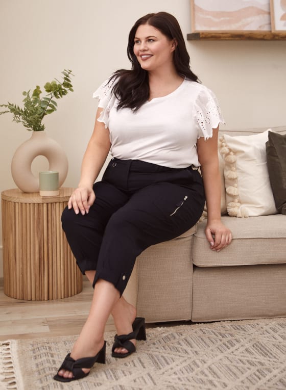 Zipper Detail Cargo Capris