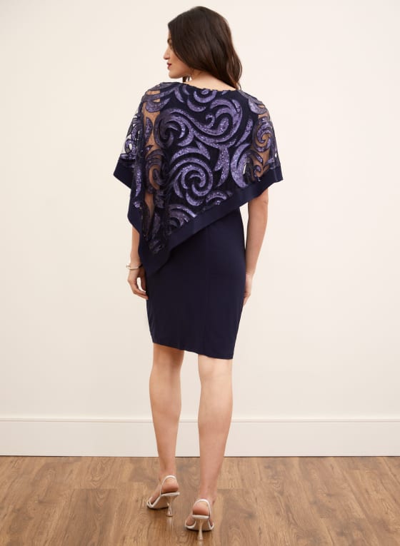 Sequin Swirl Poncho Dress