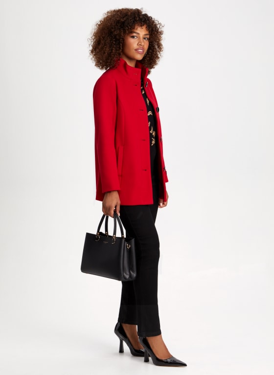 Stretch Faux Wool Coat