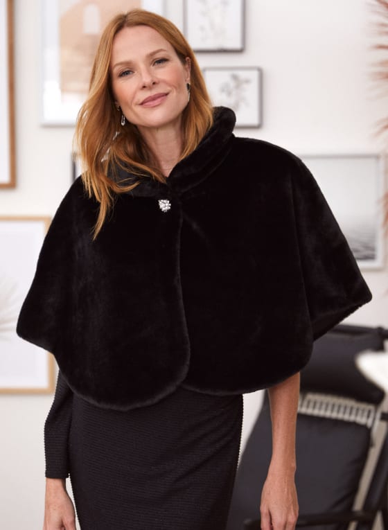 Short Faux Fur Cape