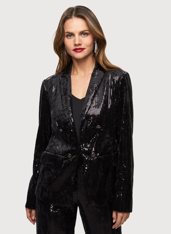 Button Front Sequin Jacket