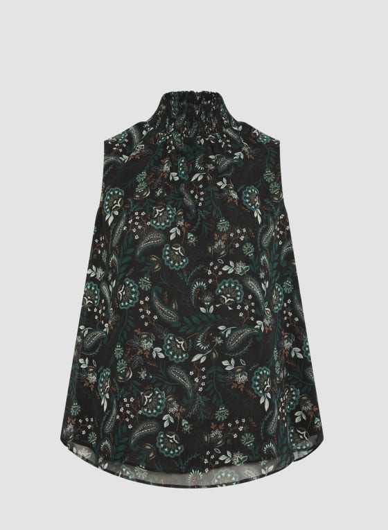 Sleeveless Paisley Print Blouse