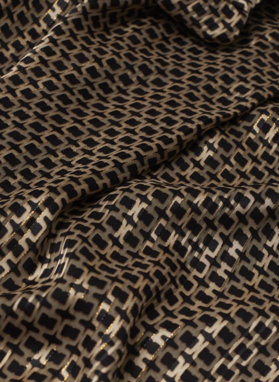 Puff Sleeve Geometric Print Top