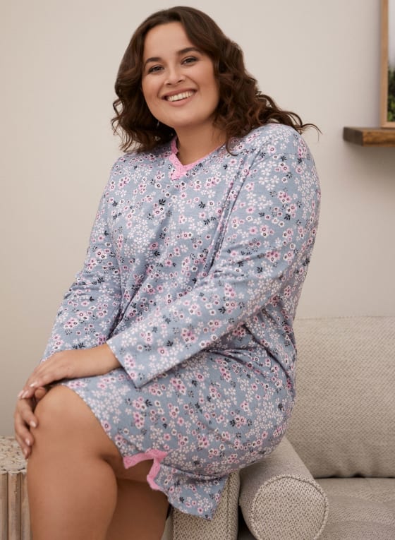 Floral Print Cotton Nightgown