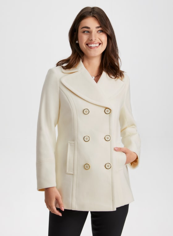Button Front Wool Blend Coat