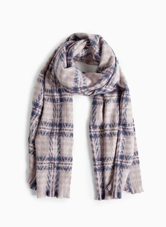 Four-Tone Tartan Print Scarf